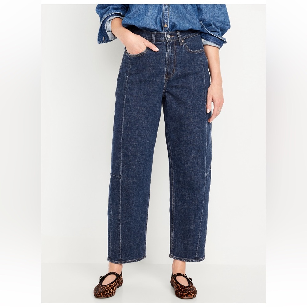 NWT! Dark Blue Barrel Leg Jeans